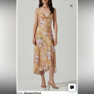 ASTR Gaia Strappy Bias Cut Satin Midi Dress